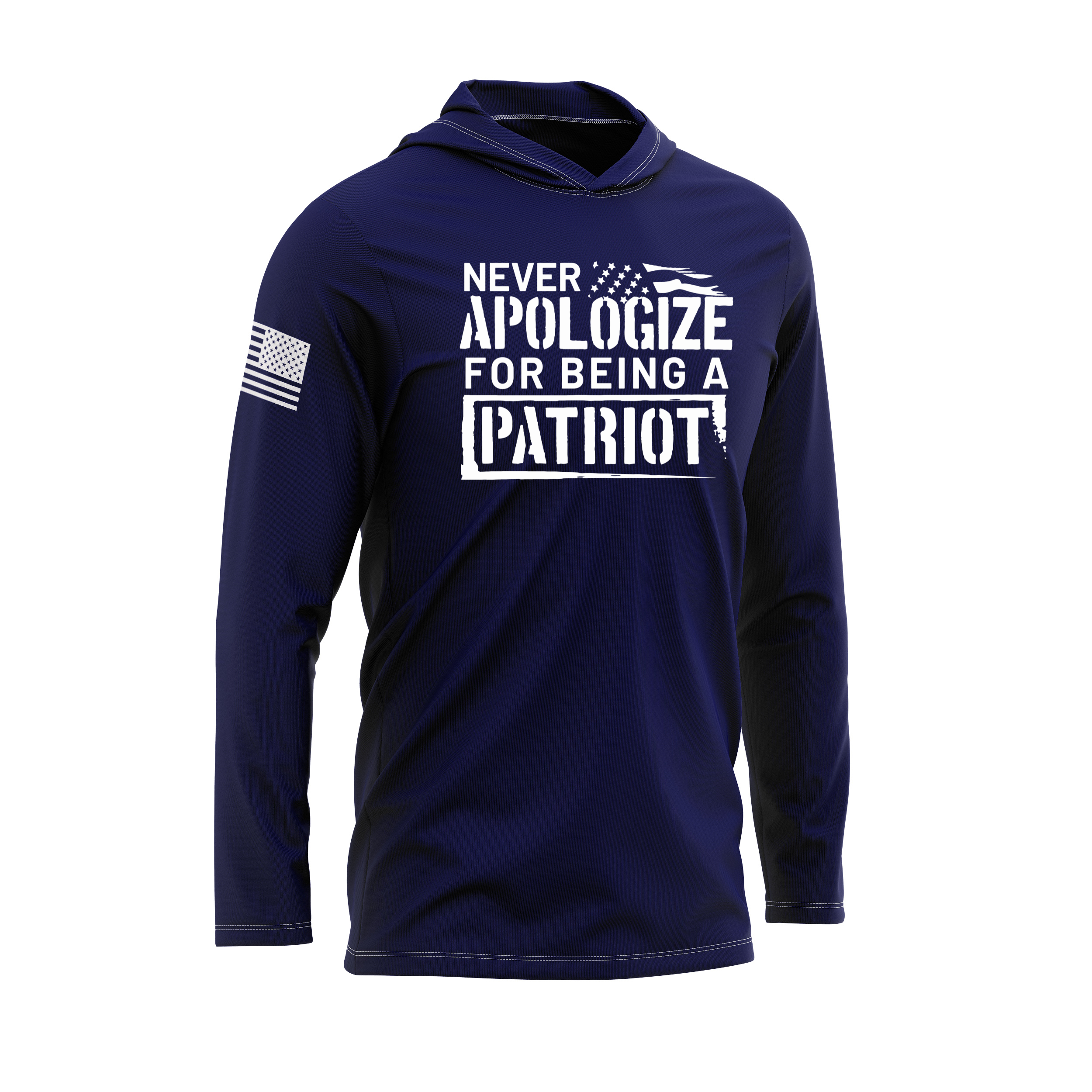 Never Apologize For Being Patriot SPF30 Performance Hoodie